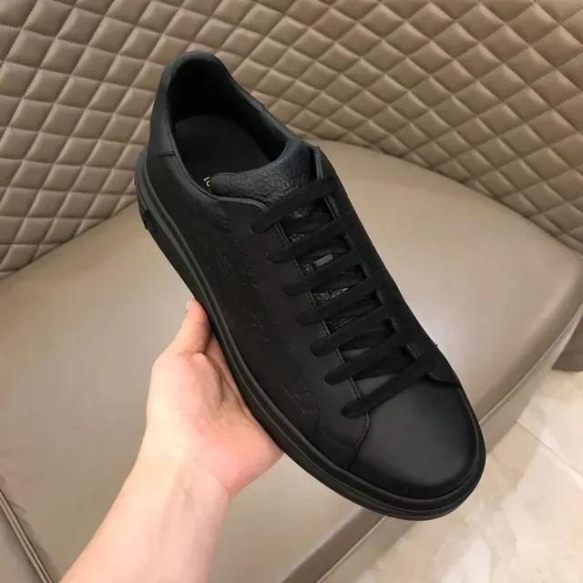 Louis Vuitton Black Monogram-Embossed Leather Lifestyle Sneakers 7