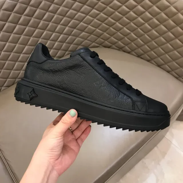 Louis Vuitton Black Monogram-Embossed Leather Lifestyle Sneakers 8