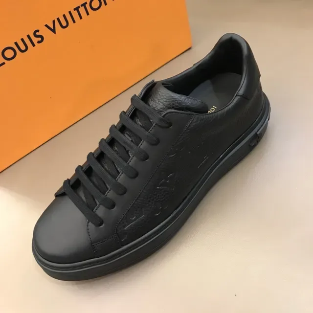 Louis Vuitton Black Monogram-Embossed Leather Lifestyle Sneakers 9
