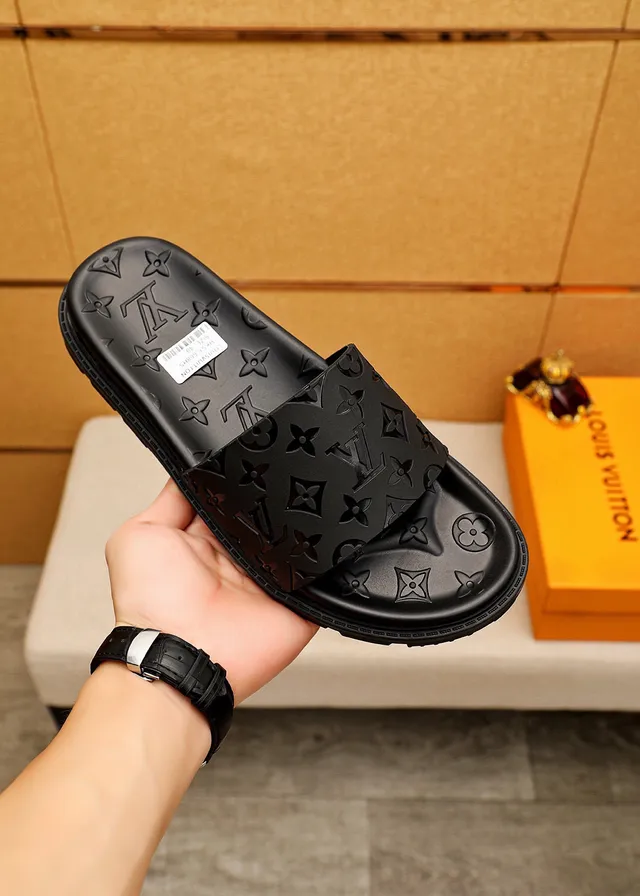 Louis Vuitton Black Monogrammed Molded Rubber Sole Slippers 4