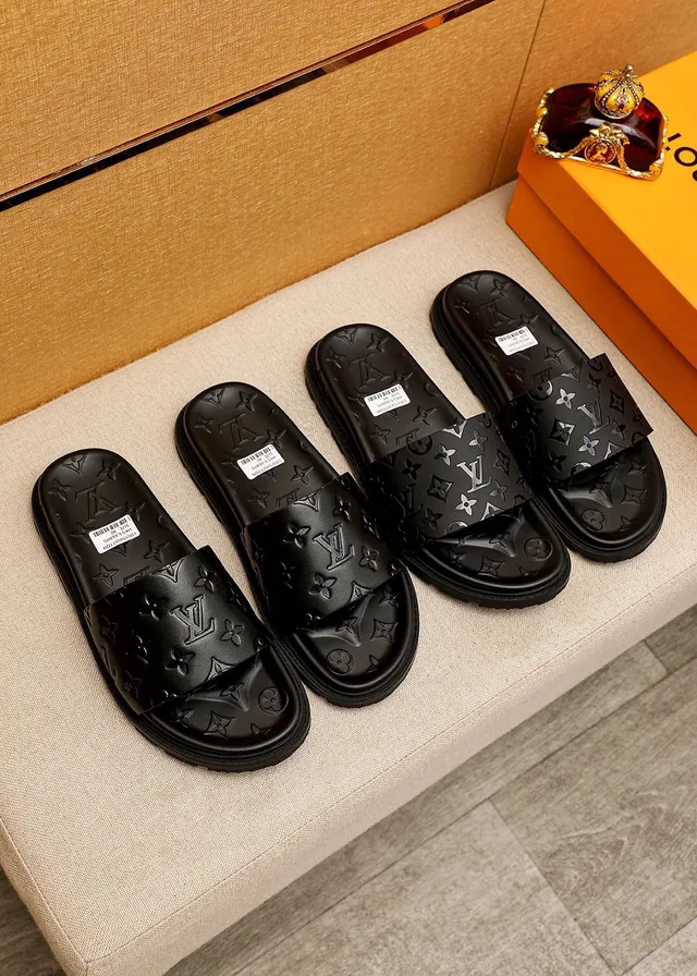 Louis Vuitton Black Monogrammed Molded Rubber Sole Slippers 5