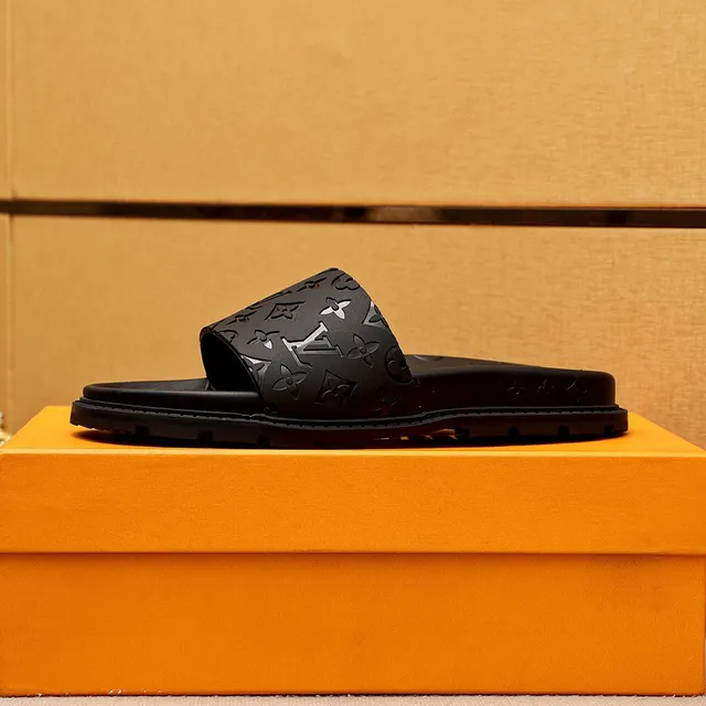Louis Vuitton Black Monogrammed Molded Rubber Sole Slippers 6