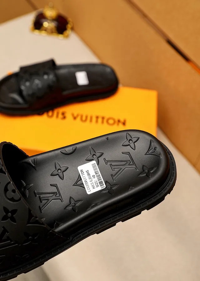 Louis Vuitton Black Monogrammed Molded Rubber Sole Slippers 8