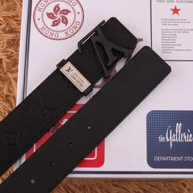 Louis Vuitton Black Silver Embossed Monogram Sculpted LV Buckle Leather Belt 2