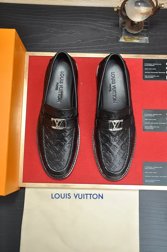 Louis Vuitton Black Silver Monogram-Embossed Leather Classic Slip-On Loafer 5