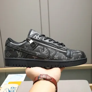 Louis Vuitton Black Silver Monogrammed Leather Zipper-Accented Lifestyle Sneakers