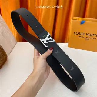 Louis Vuitton Black Silver Monogrammed Strap Leather Belt