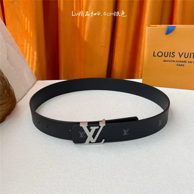 Louis Vuitton Black Silver Monogrammed Strap Leather Belt 2