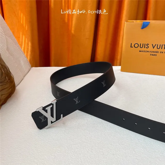 Louis Vuitton Black Silver Monogrammed Strap Leather Belt 4