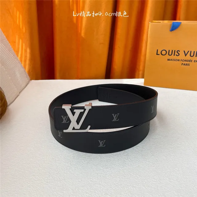 Louis Vuitton Black Silver Monogrammed Strap Leather Belt 5