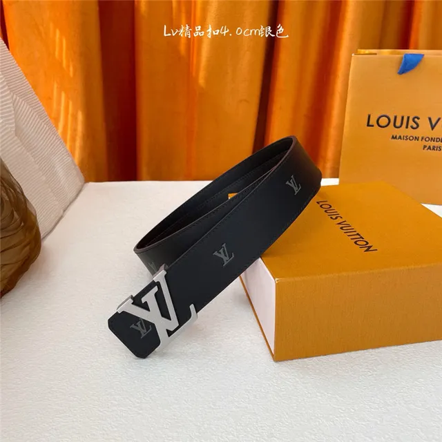 Louis Vuitton Black Silver Monogrammed Strap Leather Belt 6