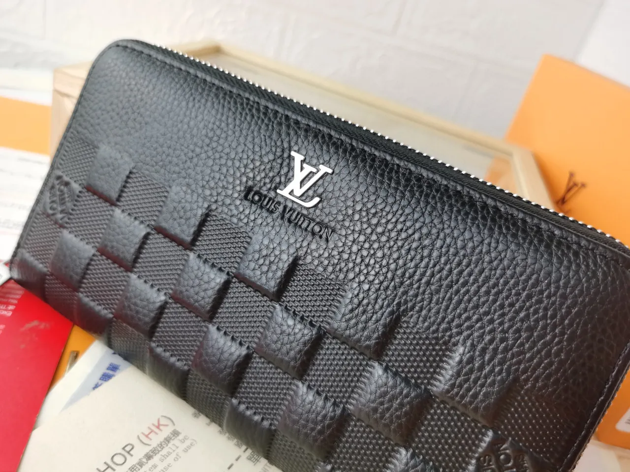 Louis Vuitton Black Silver Woven Textured Leather Zip-Around Closure Long Wallet 7