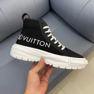 Louis Vuitton Black White High-Top Canvas Upper Lifestyle Sneakers