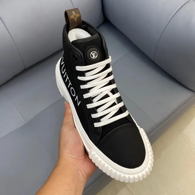Louis Vuitton Black White High-Top Canvas Upper Lifestyle Sneakers 4