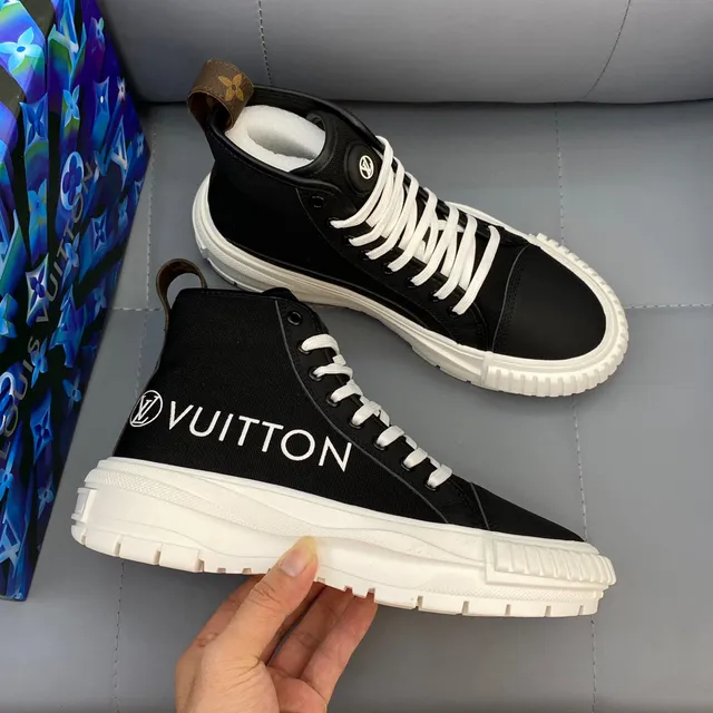 Louis Vuitton Black White High-Top Canvas Upper Lifestyle Sneakers 6