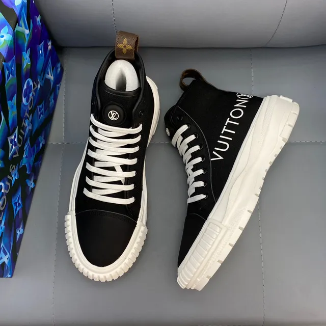 Louis Vuitton Black White High-Top Canvas Upper Lifestyle Sneakers 7
