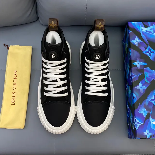 Louis Vuitton Black White High-Top Canvas Upper Lifestyle Sneakers 8