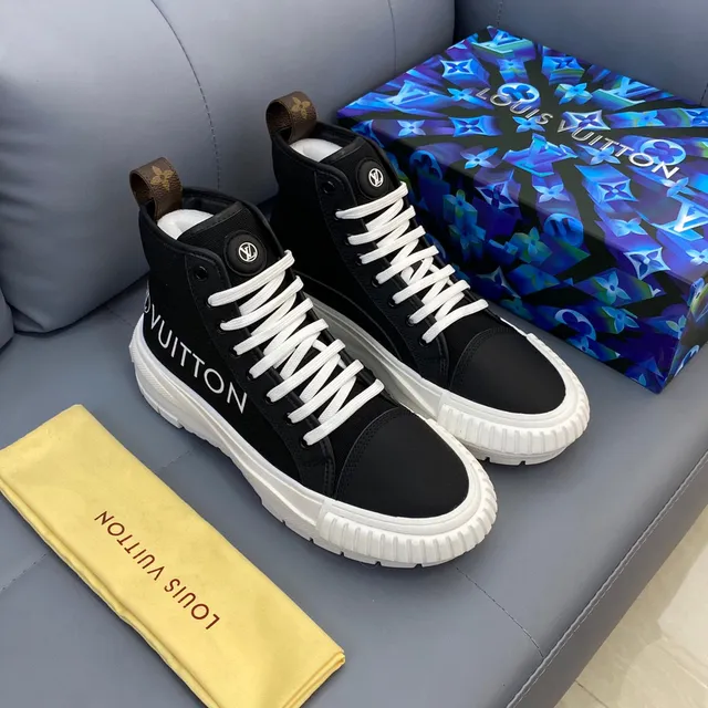 Louis Vuitton Black White High-Top Canvas Upper Lifestyle Sneakers 9