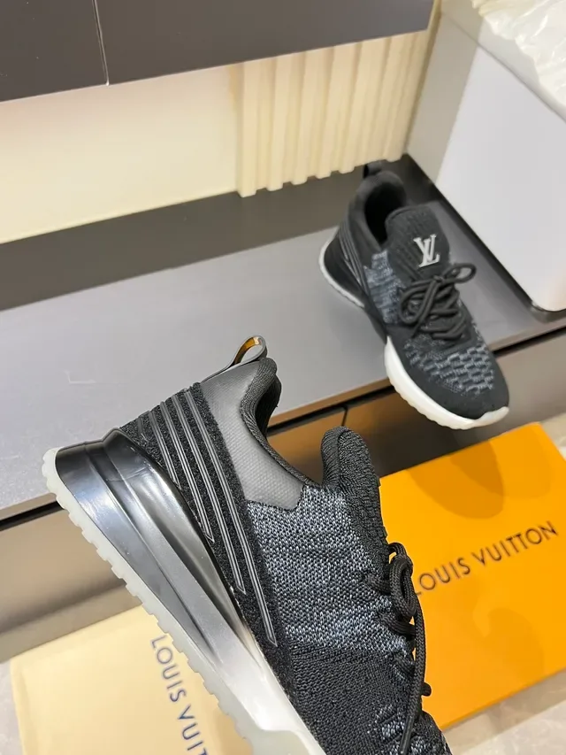 Louis Vuitton Black White Knit Upper Integrated Lacing Lifestyle Sneakers 3