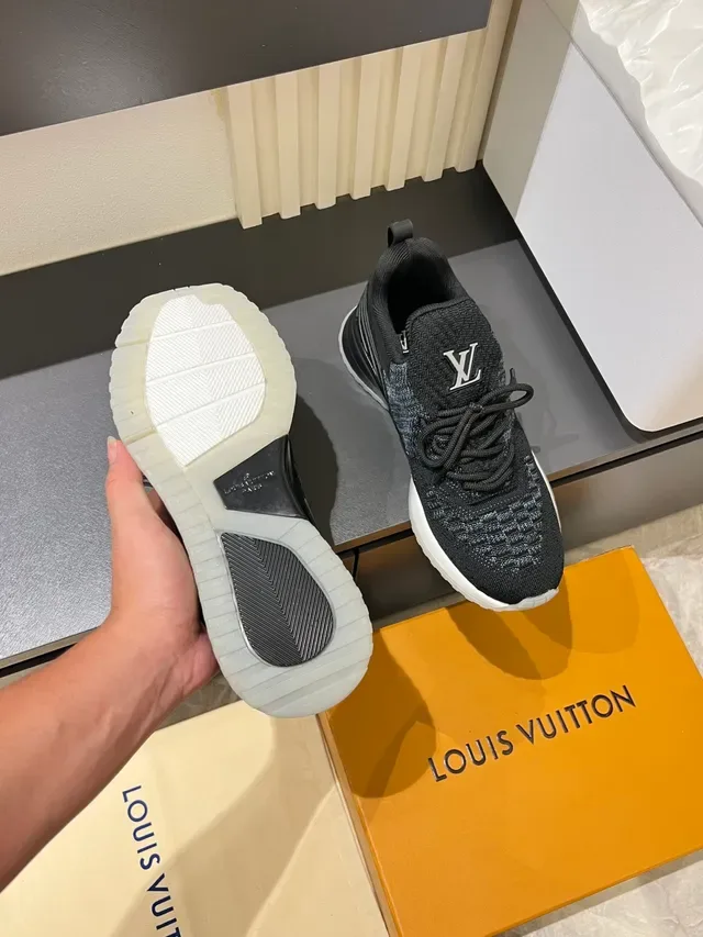 Louis Vuitton Black White Knit Upper Integrated Lacing Lifestyle Sneakers 4