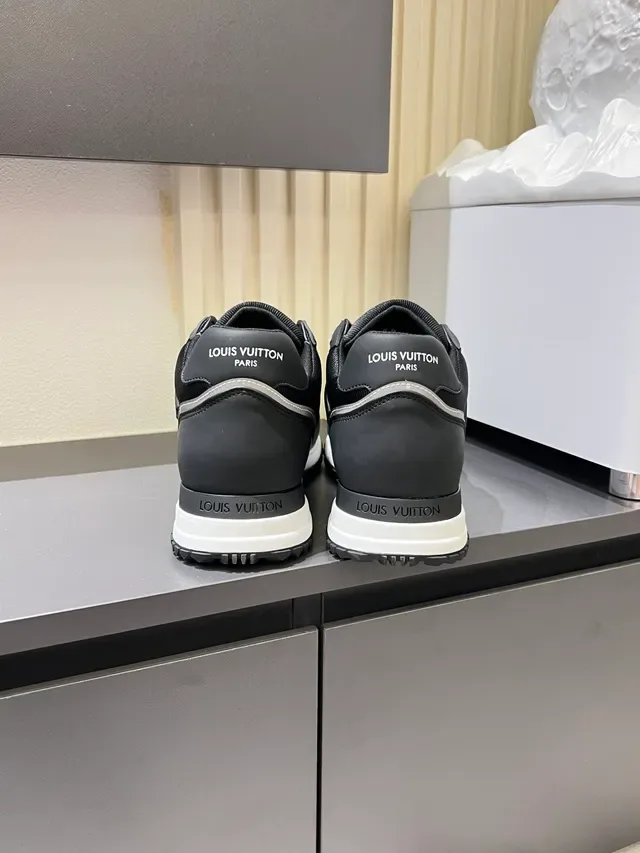 Louis Vuitton Black White Leather And Textured Upper Embossed LV Monogram Lifestyle Sneakers 2