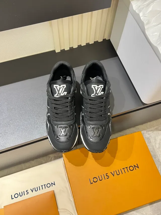 Louis Vuitton Black White Leather And Textured Upper Embossed LV Monogram Lifestyle Sneakers 5
