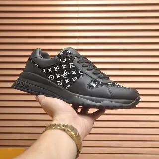 Louis Vuitton Preto Branco Monogram-Print Upper Sola Esculpida Chunky Lifestyle Sneakers