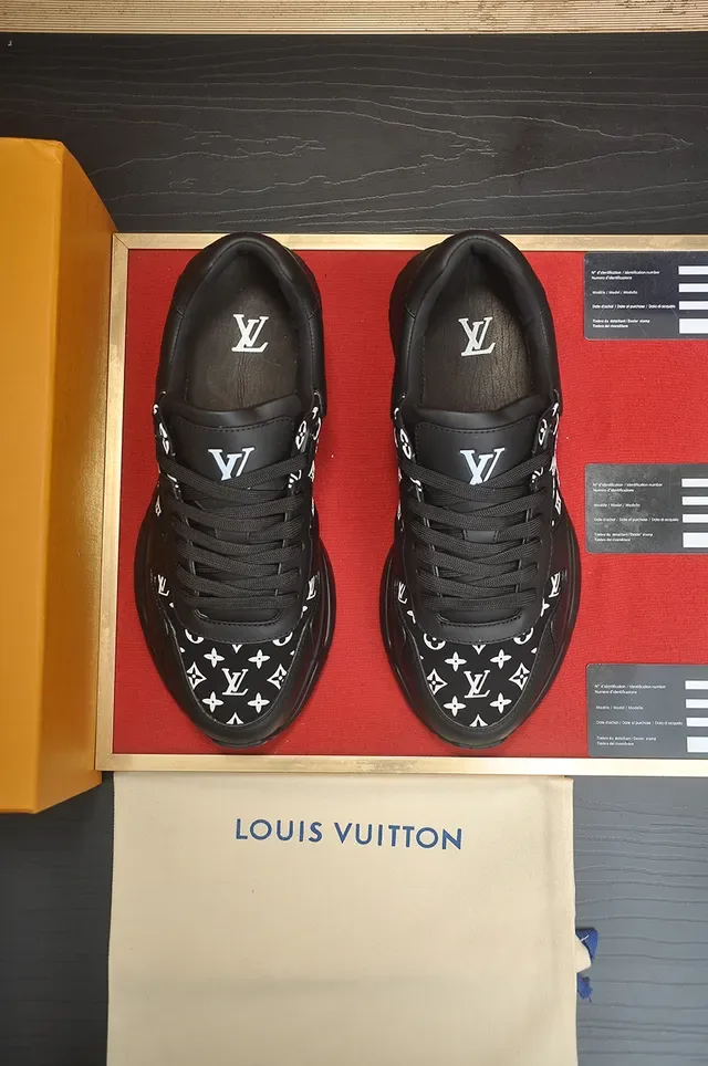 Louis Vuitton Black White Monogram-Print Upper Sculpted Chunky Sole Lifestyle Sneakers 5