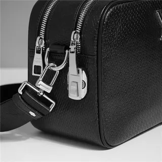 Louis Vuitton Black White Structured Rectangular Textured Leather Handbag 6