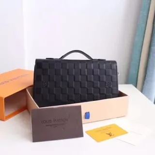 Louis Vuitton Negro tejido cuero embossado Monogram Boston Bag