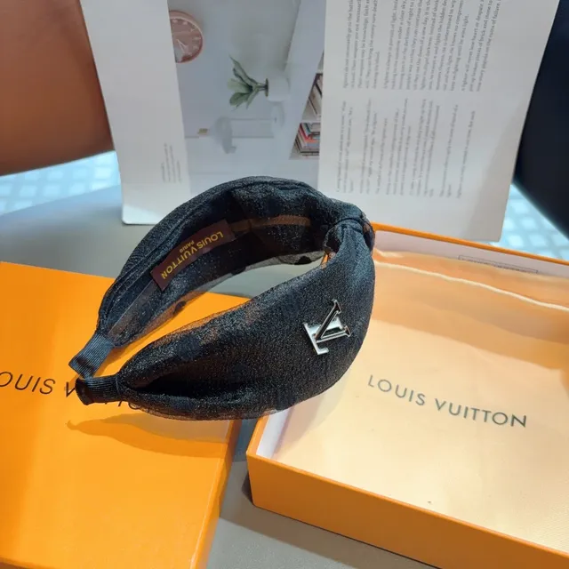 Louis Vuitton নীল রূপালী মোড়ানো গিঁট ধাতব LV Logo টুপি 4