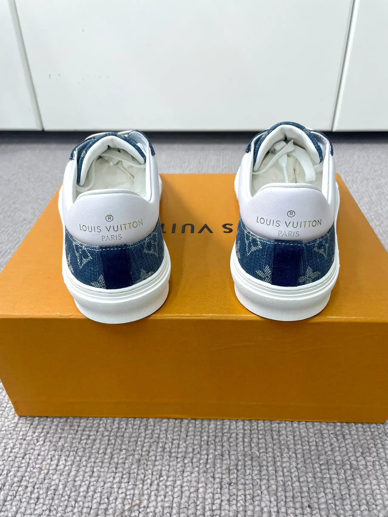 Louis Vuitton Blue White Denim Upper Monogram Print Lifestyle Sneakers 3
