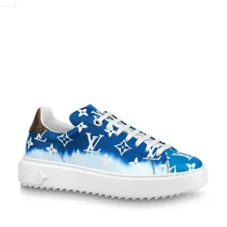 Louis Vuitton Zapatillas Lifestyle de cuero con upper azul blanco con impresión de monograma y efecto de teñido por gradiente