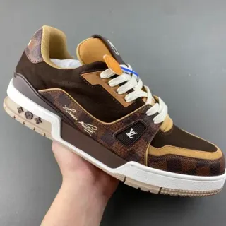 Louis Vuitton Tênis Lifestyle Marrom Bege Low-Top Monograma de Lona