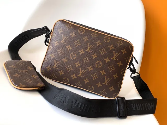 Louis Vuitton Brown Beige Monogram Canvas Rectangular Messenger Bag 3