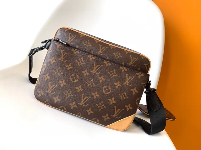 Louis Vuitton Brown Beige Monogram Canvas Rectangular Messenger Bag 5