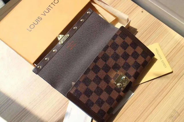 Louis Vuitton Brown Beige Monogram Coated Canvas Dark Leather Trim Long Wallet 4