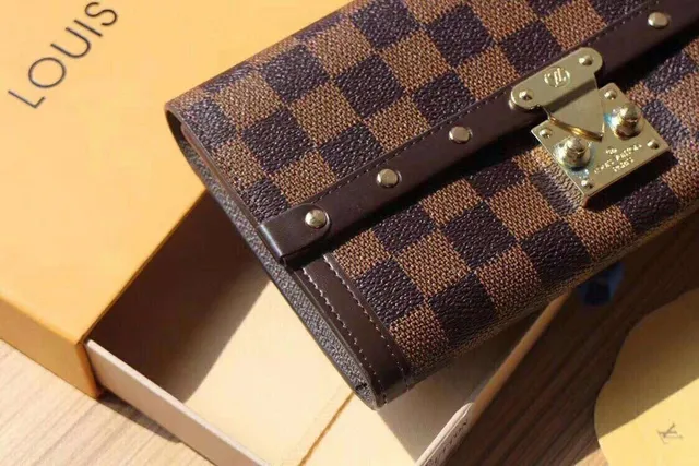 Louis Vuitton Brown Beige Monogram Coated Canvas Dark Leather Trim Long Wallet 5