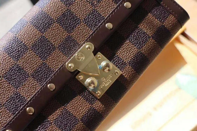 Louis Vuitton Brown Beige Monogram Coated Canvas Dark Leather Trim Long Wallet 6