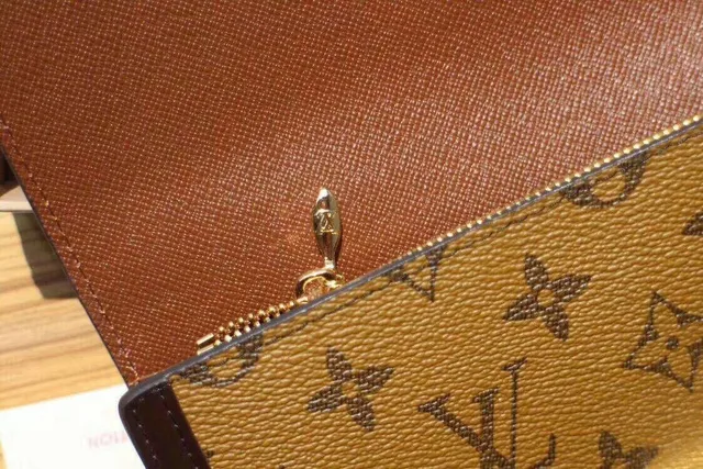 Louis Vuitton Brown Beige Monogram Coated Canvas Dark Leather Trim Long Wallet 12