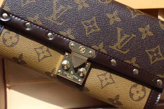 Louis Vuitton Brown Beige Monogram Coated Canvas Dark Leather Trim Long Wallet 15