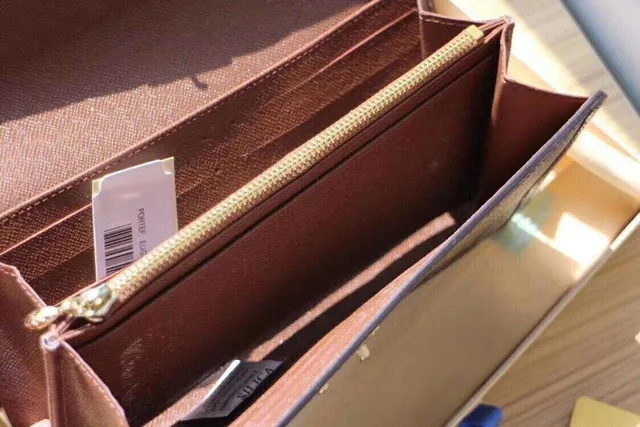 Louis Vuitton Brown Beige Monogram Coated Canvas Dark Leather Trim Long Wallet 21