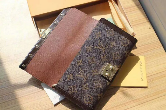 Louis Vuitton Brown Beige Monogram Coated Canvas Dark Leather Trim Long Wallet 23