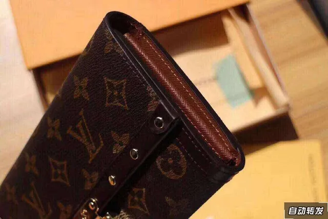 Louis Vuitton Brown Beige Monogram Coated Canvas Dark Leather Trim Long Wallet 24