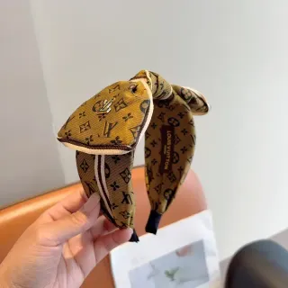 Louis Vuitton Brown Beige Monogram-Printed Bow-Knot Scarve