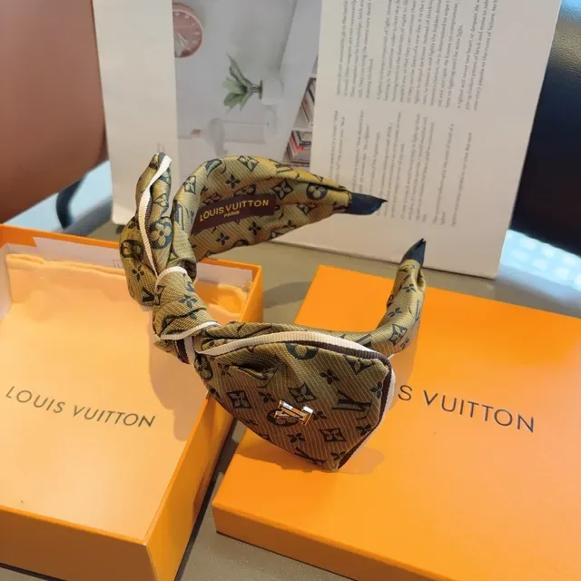 Louis Vuitton Brown Beige Monogram-Printed Bow-Knot Scarve 2