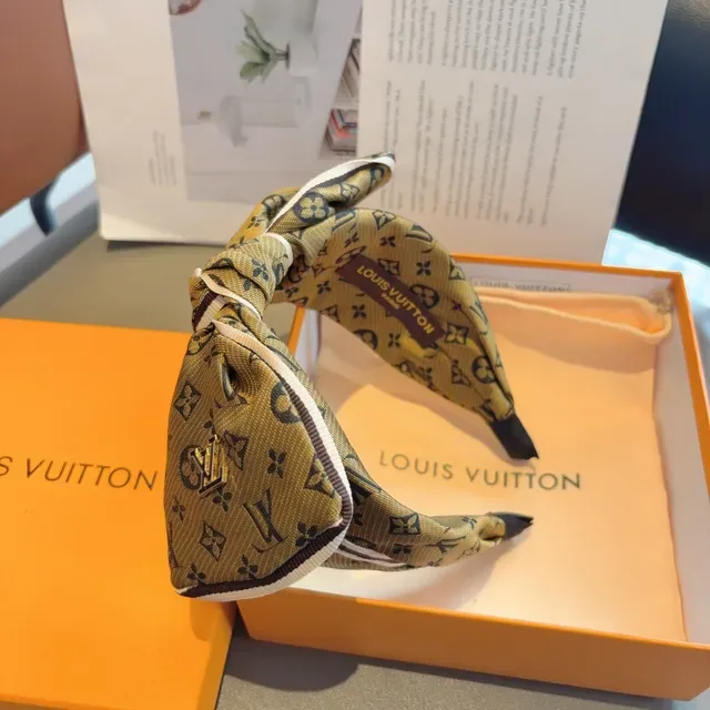 Louis Vuitton Brown Beige Monogram-Printed Bow-Knot Scarve 4