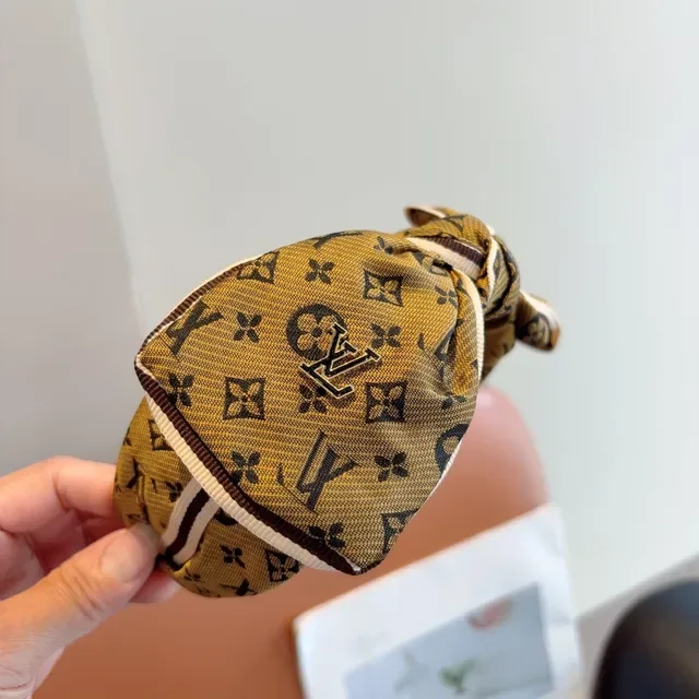 Louis Vuitton Brown Beige Monogram-Printed Bow-Knot Scarve 6