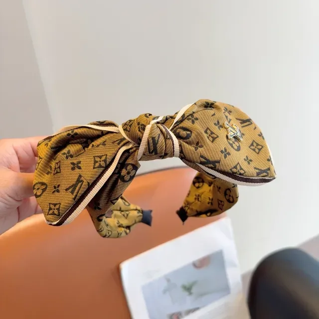 Louis Vuitton Brown Beige Monogram-Printed Bow-Knot Scarve 7