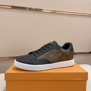 Louis Vuitton Marrón Negro Monogram Lona Cuero Paneles Estilo de Vida Sneakers